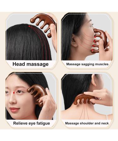 Buy 2-Piece Gua Sha Comb Set | Wooden Hair Comb for Scalp Care Relaxation & Acupuncture Massage - Unisex Multi-Purpose - Buy Online on GoSupps.com