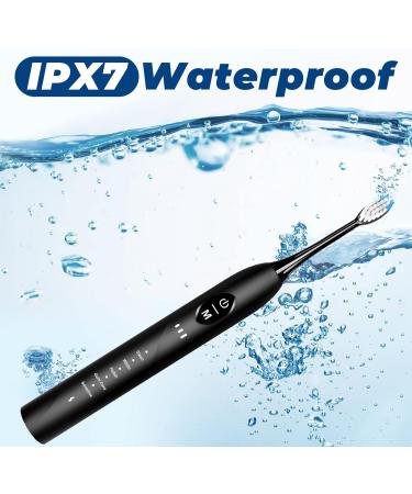 Sonic Electric Toothbrush for Adults - Rechargeable 6 Replacement Heads 5 Modes IPX7 Waterproof Antique Black - Buy Online on GoSupps.com