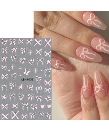 Heart Bows Nail Art Stickers - Black White Red & Pink Bow Tie Designs for Valentine's Day - Perfect Nail Decals for Women & Girls - DIY Acrylic Nails Supplies - Buy Online on GoSupps.com