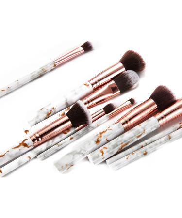 Start Makers 12Pcs Marble Makeup Brushes Set with Beauty Blender and Pouch - Gold - Buy Online on GoSupps.com