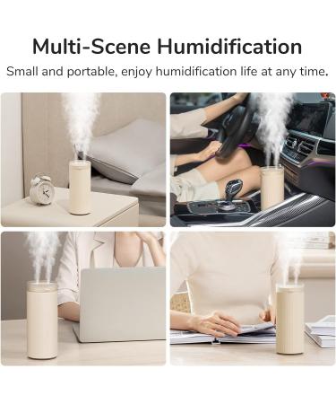 JISULIFE 500ml Portable Mini Cool Mist Humidifier for Bedroom - Quiet, Dual Mist Ports, Auto Shut-Off - Ideal for Baby Bedside, Travel, Plant, Car - Brown - Buy Online on GoSupps.com