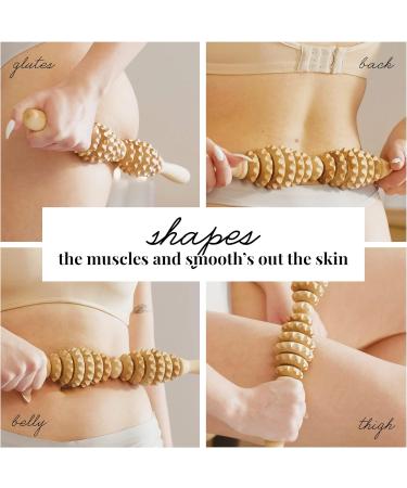 Tuuli Accessories Anti-Cellulite Massage Roller - Wooden Maderotherapy Massager with Handle | 40 cm - Improve Skin Texture & Reduce Cellulite - Buy Online on GoSupps.com