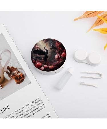 Crane Bird Print Contact Lens Travel Kit | Cute & Portable Contact Box with Mirror for Daily Use - Shop Internationally - Buy Online on GoSupps.com