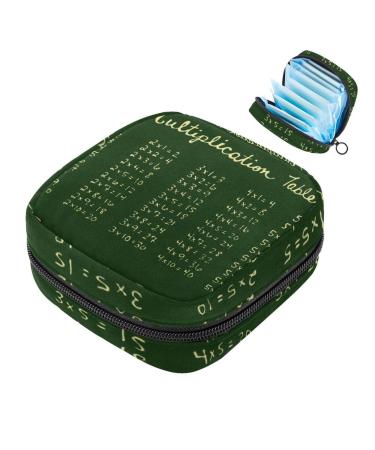 Menstrual Bag with Zipper Sanitary Pads Tampons Collection Bag for Women and Girls (Math Multiplication)