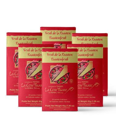 La Courtisane Passionfruit Herbal Tea Kosher Gluten-Free 6 Packs of 20 Teabags (120 Teabags Total)