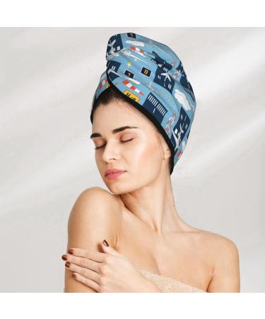 Airplanes & Aviation Signs Microfiber Hair Towel Super Absorbent Coral Velvet Wrap for Long Curly Thick Hair - Buy Online on GoSupps.com