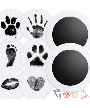 Ink Pad for Baby Hand and Footprints, 2Pcs Clean Touch Ink Pads with 6 Imprint Cards, Dog Paw Print Kit, Doesnt Touch Skin, Inkless Print Kit Safe Non-Toxic for Newborn Baby, Family Keepsake Black