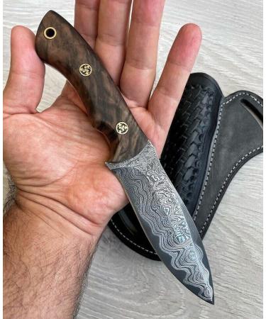 Hand Forged Hunting Knife with Walnut Handle - 150 Layers Damast Steel - Perfect Camping & Survival Gift - Buy Online on GoSupps.com