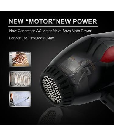 TIYETA 1800W Professional Ionic Hair Dryer Blow Dryer Salon Blow Dryer Powerful Fast Blow Dryer with Concentrator Constant Temperature Hair for Home Salon Travel Black - Buy Online on GoSupps.com