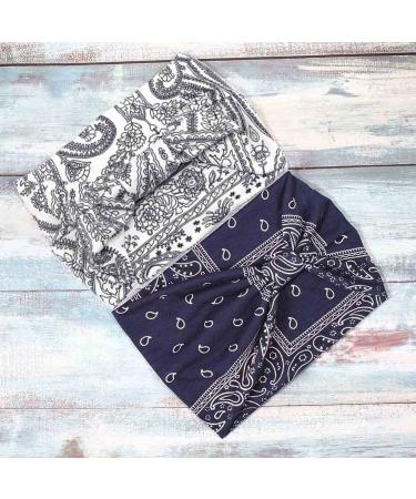 Yean Boho Wide Headbands Black - Pack of 4 | Stylish Elastic Turbans for Women and Girls - Buy Online on GoSupps.com