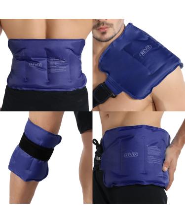 REVIX Ice Pack for Injuries Reusable Gel for Lower Back Pain Relief, Cold Packs for Back Shoulder, Hip, Wrap Around Entire Knee, Cold Compress Reduce Swelling, Bruises,16x9'' Navy standard