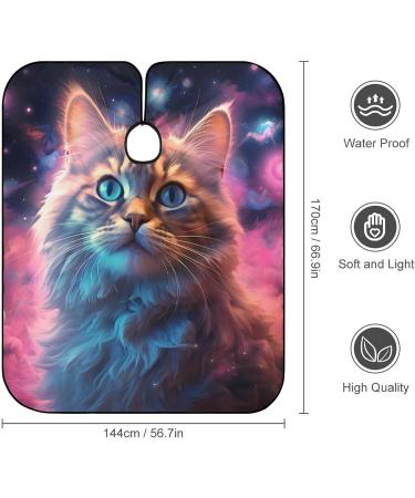 Space Cat Barber Cape | Adjustable Snap Hair Cutting Apron for Adults | Stylish Salon Essential - Buy Online on GoSupps.com