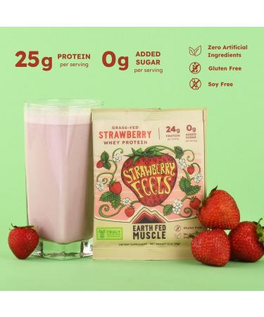 Earth Fed Muscle Strawberry Feels Irish Grass Fed Whey Protein Isolate - NSF-Certified. No Artificial Ingredients Soy Free Gluten Free Non-GMO and Hormone Free (1 Serving Strawberry) Strawberry Feels (Forever) - Buy Online on GoSupps.com