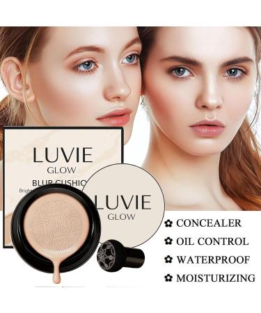 Foundation Cushion CC Cream With Mushroom-Shaped Applicator BB Cream Face Makeup Foundation for Mature Skin Air Cushion to Even Skin Tone Lifts And Moisturizes Long-Lasting Makeup (Ivory) - Buy Online on GoSupps.com