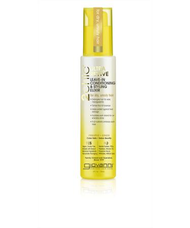 Giovanni 2chic Ultra-Revive Leave-In Conditioning & Styling Elixir For Dry Unruly Hair Pineapple + Ginger 4 fl oz (118 ml)