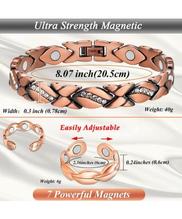 Cigmag Copper Bracelet for Women - Ultra Strength Magnet, 99% Pure Copper, Adjustable Tool & Gift Box - Magnetic Field Therapy - Buy Online on GoSupps.com