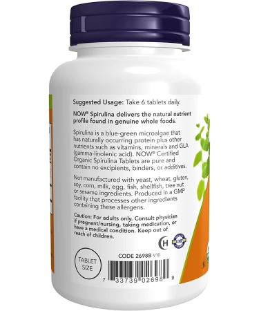 Organic Spirulina Tablets by Now Foods - 200 Count - Buy Online on GoSupps.com