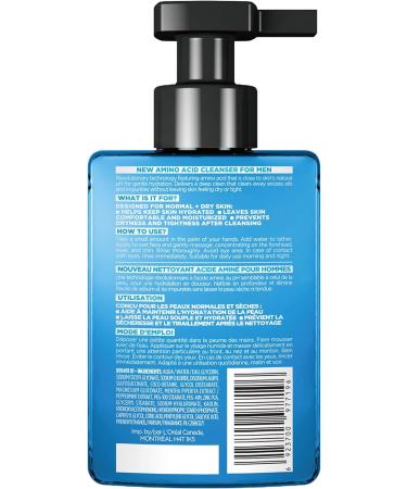 L'Oreal Paris Men Expert Daily Face Cleanser with Amino Acid and Hyaluronic Acid Fresh and Hydrating Hydra Power Skincare Removes Excess Oil and Purifies For Normal to Dry Skin 180 mL Hydra Power Amino Acid Cleanser 180mL - Buy Online on GoSupps.com