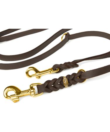 COPCOPET Handmade Fat Leather Dog Leash - 3-Way Adjustable Brass Fittings Braided Design 2.40m x 20mm Cognac - Premium Quality Dog Accessories - Buy Online on GoSupps.com
