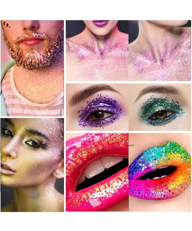 18 Boxing Holographic Chunky Glitter Iridescent Sequins for Body Face Hair & Nail Art Mixed Color Cosmetic Festival Flakes - Buy Online on GoSupps.com