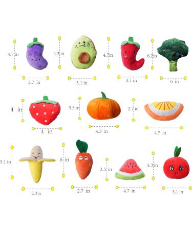 Rainbow-K9 12 Pack Dog Squeaky Toys Cute Plush Toys Stuffed Fruits Vegetables Dog chew Toy Squeaky Dog Toys for Puppy Small Dog Pets - Buy Online on GoSupps.com