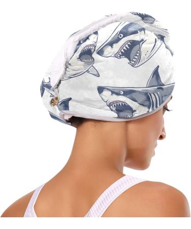 Angry Grey Shark Hair Towel 2 Pack - Super Absorbent Quick Dry Hair Turbans for Women & Girls - Buy Online on GoSupps.com