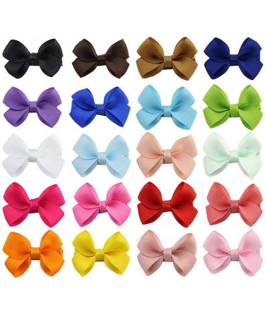 Wendergo 20x Baby Hair Clips 2" Baby Hair Bows Clips Little Ribbon Bows Non Slip Baby Hair Clips Cute Hair Accessories for Baby Girls Infant Toddlers Kids