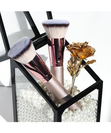 Flat Top Kabuki Foundation Brush for Liquid Makeup - Premium Big Brush with Fiber Bristles for Cream & Powder Makeup - Rose Gold - Buy Online on GoSupps.com