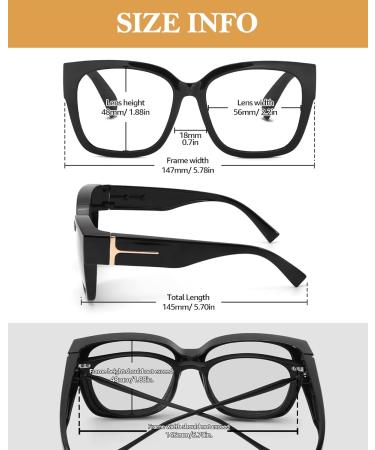 Buy Oversized Blue Light Blocking Glasses for Men & Women - Lightweight TR90 Frame - BL7511 A01 Black Clear - International Shipping - Buy Online on GoSupps.com