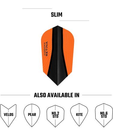 Harrows Retina X 100 Micron Dart Flights - Slim Shape, Extra Strong (Orange) | 5 Sets of 3 Flights, 15 Total - Buy Online on GoSupps.com