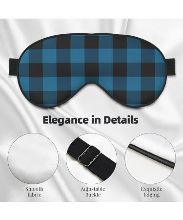 Blue Black Plaid Sleep Eye Mask - Soft Blindfold with Elastic Strap for Travel & Night Sleeping - Buy Online on GoSupps.com