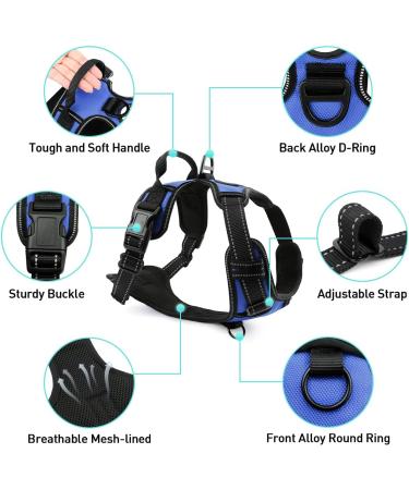 Joytale Dog Harness for Small Dogs - Reflective Soft Padded Adjustable & Breathable with Control Handle - Navy Blue (1 Pack) - Buy Online on GoSupps.com