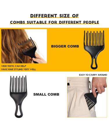 2pc Afro Comb Set - Large & Small Plastic Hair Pick for Detangling, Braid, and Styling - for Women & Men - Buy Online on GoSupps.com
