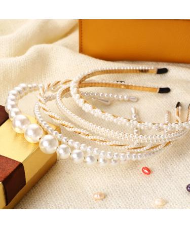 Sliverdew 5 Pack Pearl Headbands - Bridal Hair Accessories for Women - White Faux Pearl Hairbands - Wedding & Fashion Hair Hoop - Buy Online on GoSupps.com
