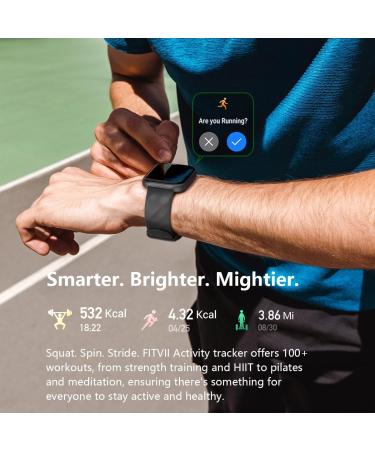 FITVII - Health & Fitness Tracker Answer/Make Calls Smart Watch with 24/7 Heart Rate and Blood Pressure Sleep Tracking Blood Oxygen Monitor 120+ Sport Modes Activity Tracker for Women Men - Buy Online on GoSupps.com