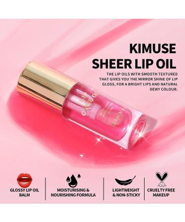 KIMUSE Sheer Lip Oil - Hydrating Lip Plumper Gloss for Dry Lips - Pink Tinted Lip Care with High Shine Finish - Buy Online on GoSupps.com