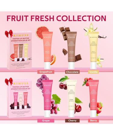 KIMUSE 3 Pack Tinted Lip Butter Hydration Balm Hydrating Lip Treatment with Hyaluronic Acid & Vitamin E Tinted Lip Balm for Instant Moisture Shine & Hydration Supple Lips Vegan & Cruelty-Free Berry & Grape & Cherry - Buy Online on GoSupps.com