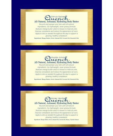 QUENCH Luxury Whipped Body Butter Face Body and Hand Cream All-Natural Handmade with Mango Butter Coconut Oil Sweet Almond Oil Essential Oils Moisturizing Lotion for Women and Men - Buy Online on GoSupps.com