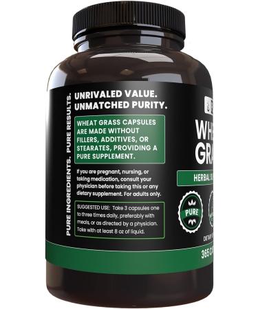 Pure Wheat Grass Capsules (365 Count) - No Magnesium or Rice Fillers - Lab Verified, Always Pure - Buy Online on GoSupps.com