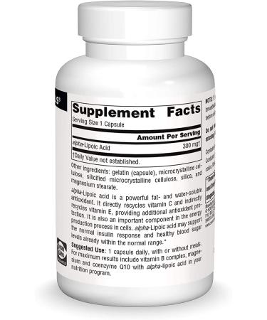 Source Naturals Alpha Lipoic Acid 300 mg - 60 Capsules | Antioxidant Support - Buy Online on GoSupps.com
