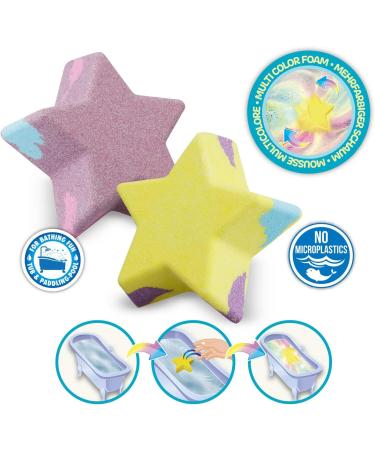 INKEE Foamy Star Bath Bombs for Kids | Set of 2 Star-Shaped Blueberry Scented Creamy Bath Bombs in 2 Colors - Perfect for Fun Bath Time - Buy Online on GoSupps.com