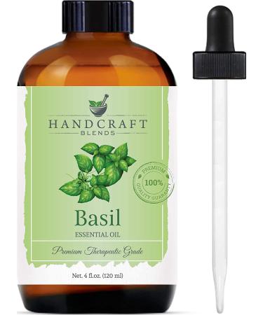 Pure Basil Essential Oil - 100% Natural Therapeutic Grade - 4 Fl Oz with Dropper - Buy Online on GoSupps.com