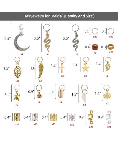 241PCS Hair Jewelry Set for Women - Gold & Silver Braids Rings, Cuffs, & Clips - Dreadlock Accessories & Decorations - Buy Online on GoSupps.com