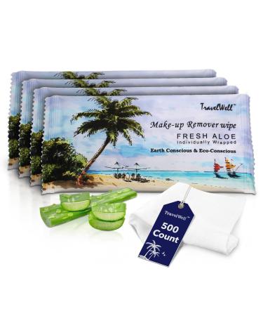 TRAVELWELL Cleanings & Make-Up Remover Wipes Individually Wrapped 500 Count per Package Nartural Fresh Aloe Acohol Free Travel Packs Elderly Bathing Hotel Toiletries Amenities Landscape Series 1 Count (Pack of 500)