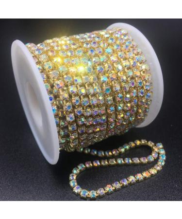 Dowarm 10 Yards Rhinestone Chain Roll - Gold AB SS6 2MM Crystal Claw Cup Chain Trim | Sew on Crystal Rhinestone Chain for DIY Projects - Buy Online on GoSupps.com
