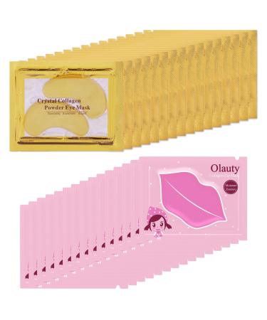 ZARICS 30PCS Lip Mask & Under Eye Mask 24K Crystal Collagen Eye Patches for Puffy Eyes Pink Lip Masks Moisturizing& Reducing Fine Lines Dark Circleeye Patches for Women Men