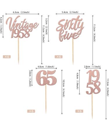 Pack of 24 Vintage 1958 Cupcake Toppers 65th Birthday Cake Decoration Fifty Cheers on 65th Fabulous Number 1958 Cake Decoration for 65th Birthday Wedding Anniversary Party Cake Decorations Rose Gold - Buy Online on GoSupps.com