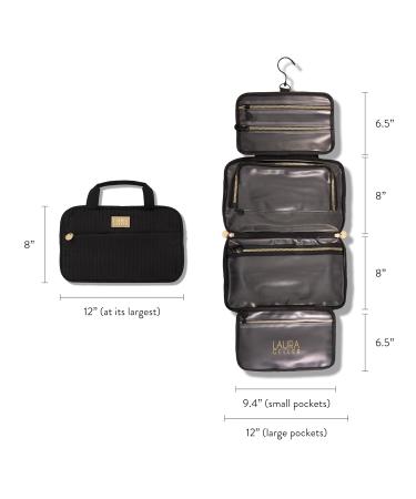 Buy LAURA GELLER NEW YORK Quilted Folding Travel Makeup Bag - Black Hanging Toiletry Organizer | Large Capacity & Easy to Clean - Perfect for International Travel - Buy Online on GoSupps.com