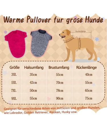 Ranypet Large Dog Sweater - Warm Knitted Winter Sweater for Medium Dogs 3XL (58cm Breast Circumference) - Soft & Thick Red/Gray - Buy Online on GoSupps.com