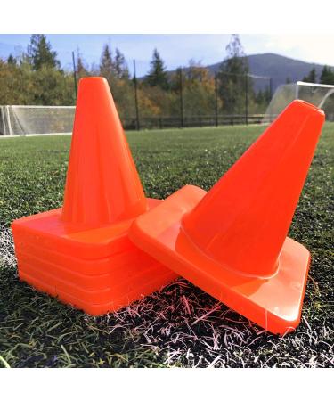 LVL10 Sports Heavy & Tough Cones - Won't Fly Away in Wind or Crack - Various Colors & Packs - Pro Training Cones - 6" Size Orange 4 pack